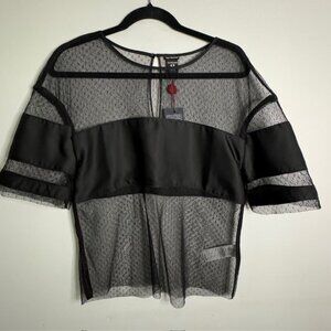 True Religion Black Varsity Tulle Top Blouse Size XS NEW!!!